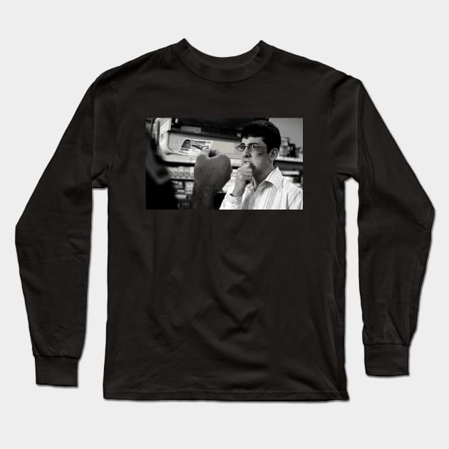 McLovin buying some drinks Long Sleeve T-Shirt by Mustbee